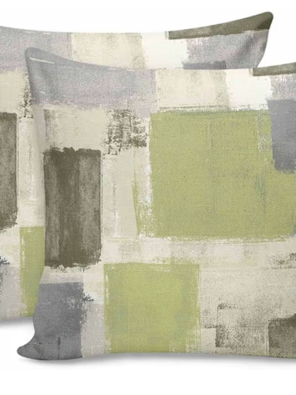 Throw Pillow Covers Set Of 2 Abstract Lime Green Gray and White 20”x 20”